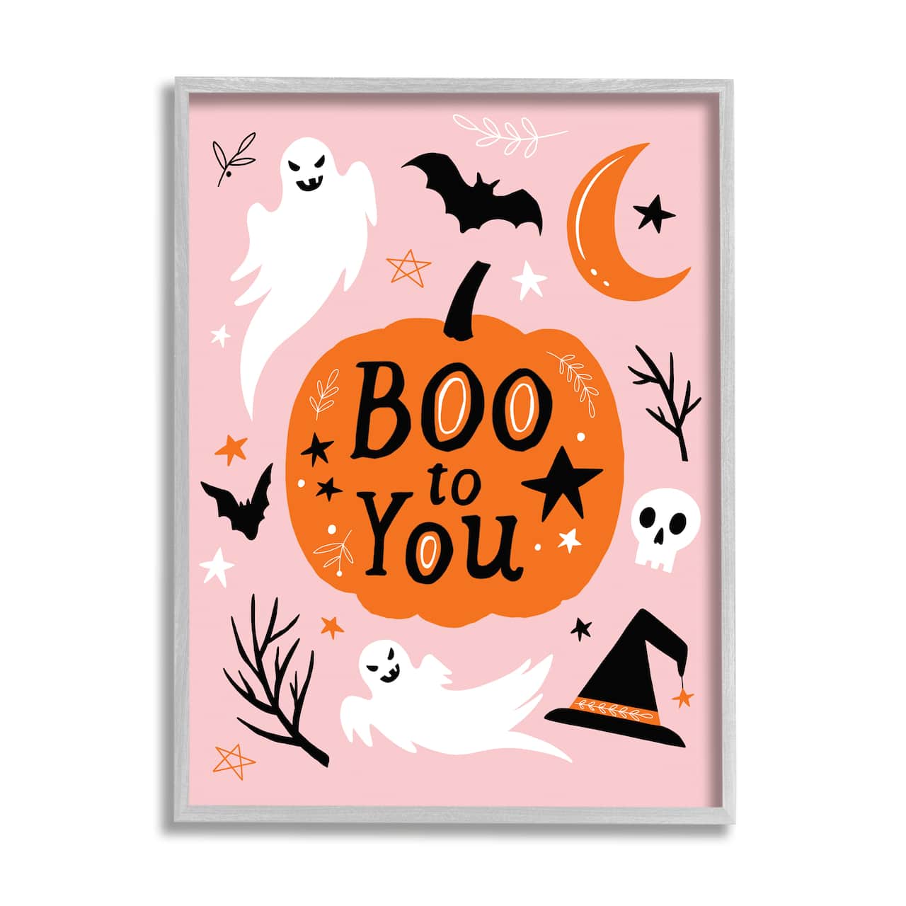 Stupell Industries Boo to You Halloween Elements Framed Giclee Art